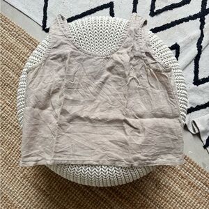 Sold -NPL Linen top crop Oat Mill Casual Tan Sleeveless Top